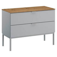 KOMMODE 80/61/42 cm  in Grau, Eichefarben  - Eichefarben/Alufarben, Trend, Holzwerkstoff/Kunststoff (80/61/42cm) - Stylife