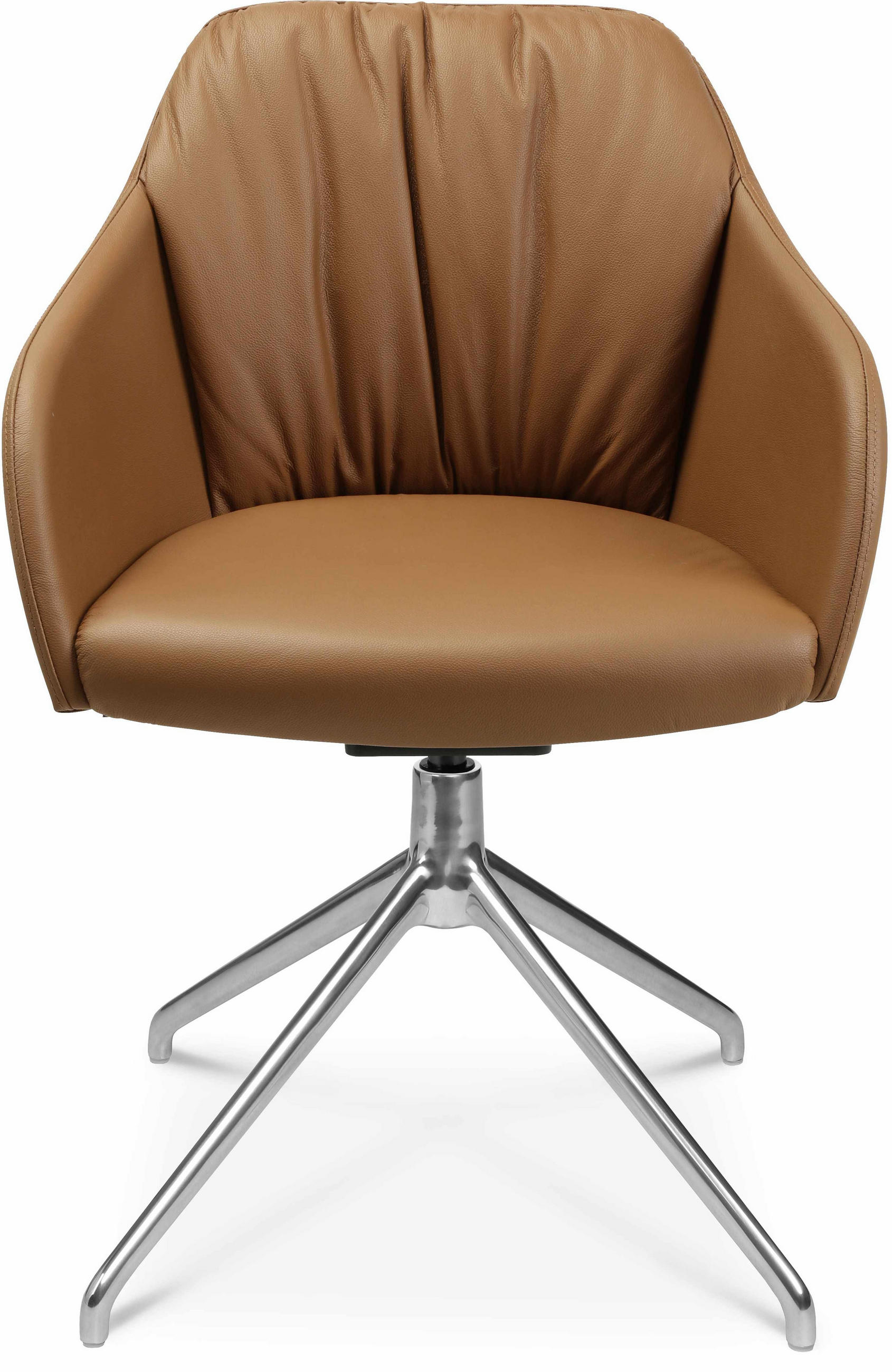 ARMLEHNSTUHL  in Aluminium Echtleder pigmentiert  - Cognac/Alufarben, Design, Leder/Metall (58/81,5-84,5/60cm) - Johann Jakob