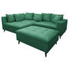 Ecksofa inkl. Hocker in Mikrofaser Grün  - Schwarz/Grün, Design, Holz/Textil (174/247cm) - MID.YOU