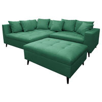 Ecksofa inkl. Hocker in Mikrofaser Grün  - Schwarz/Grün, Design, Holz/Textil (174/247cm) - MID.YOU