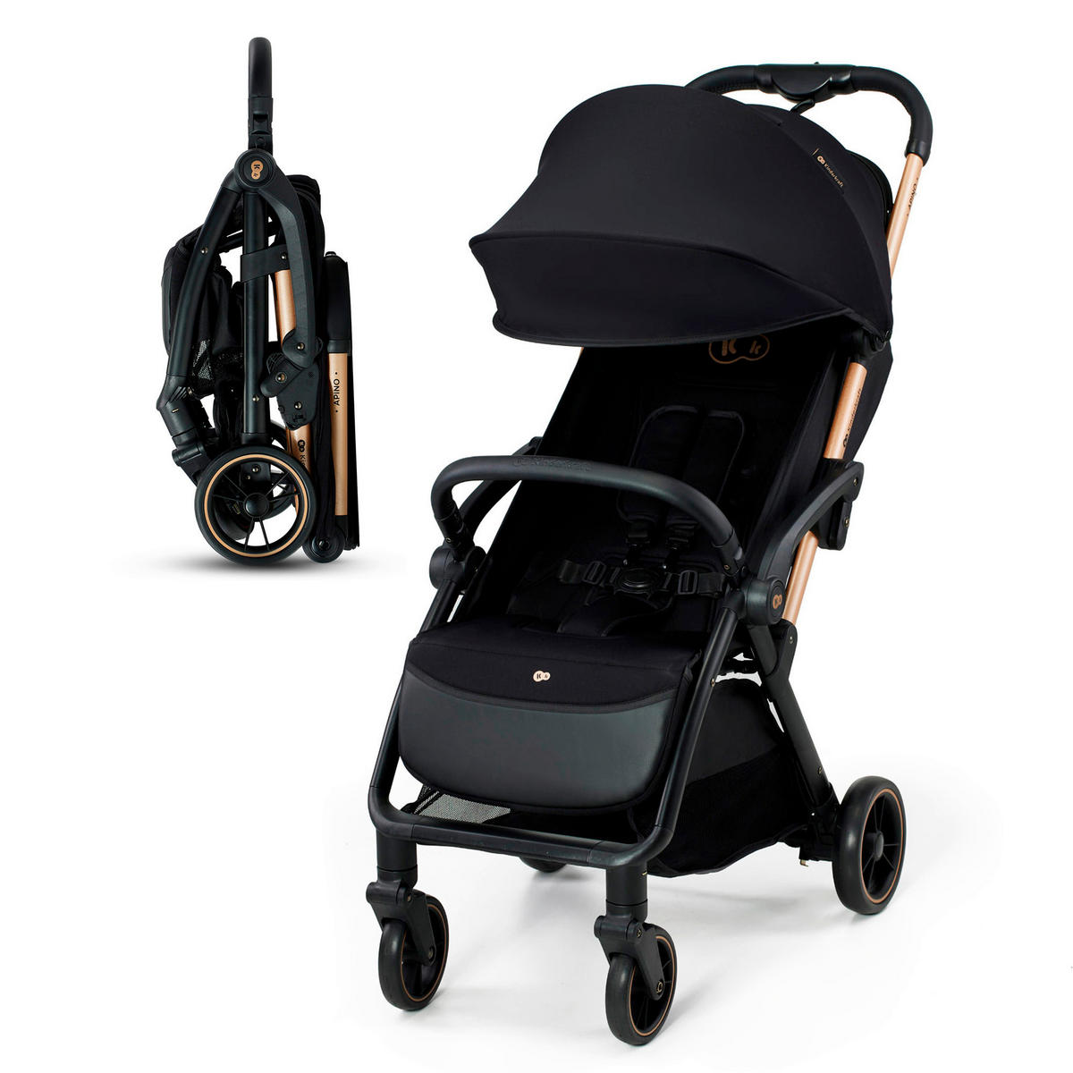 BUGGY Apino  - Goldfarben/Schwarz, Basics (47/99/93cm) - Kinderkraft