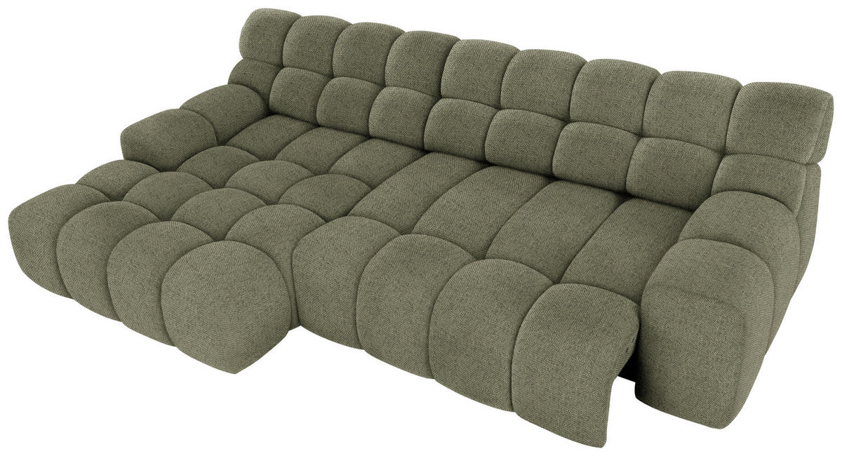 Ecksofa inkl. Funktion Olivgrün Webstoff  - Schwarz/Olivgrün, MODERN, Kunststoff/Textil (180/297cm) - Welnova