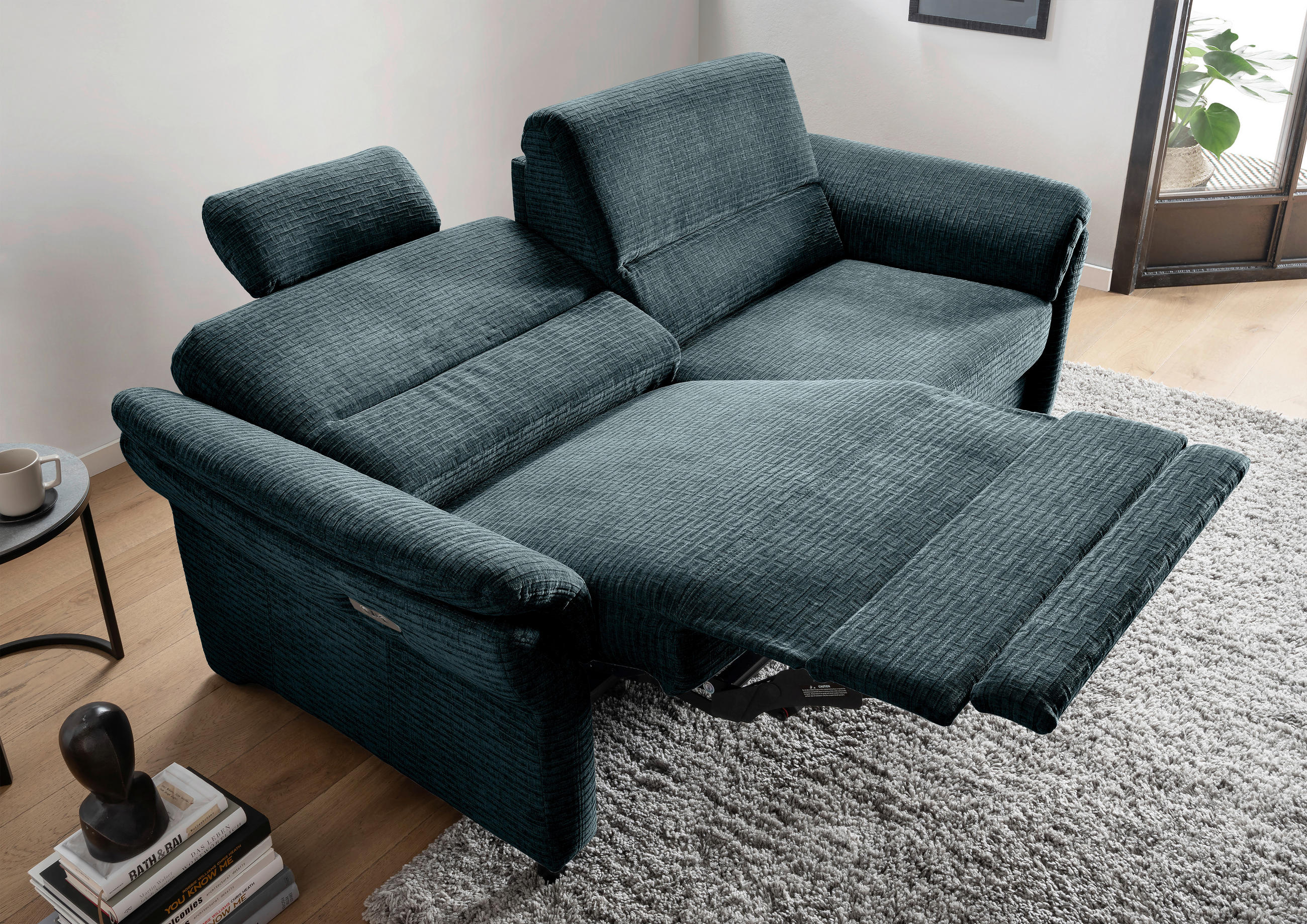 3-SITZER-SOFA Mikrofaser Blau  - Blau/Schwarz, MODERN, Holz/Textil (192/90/89cm) - Livetastic