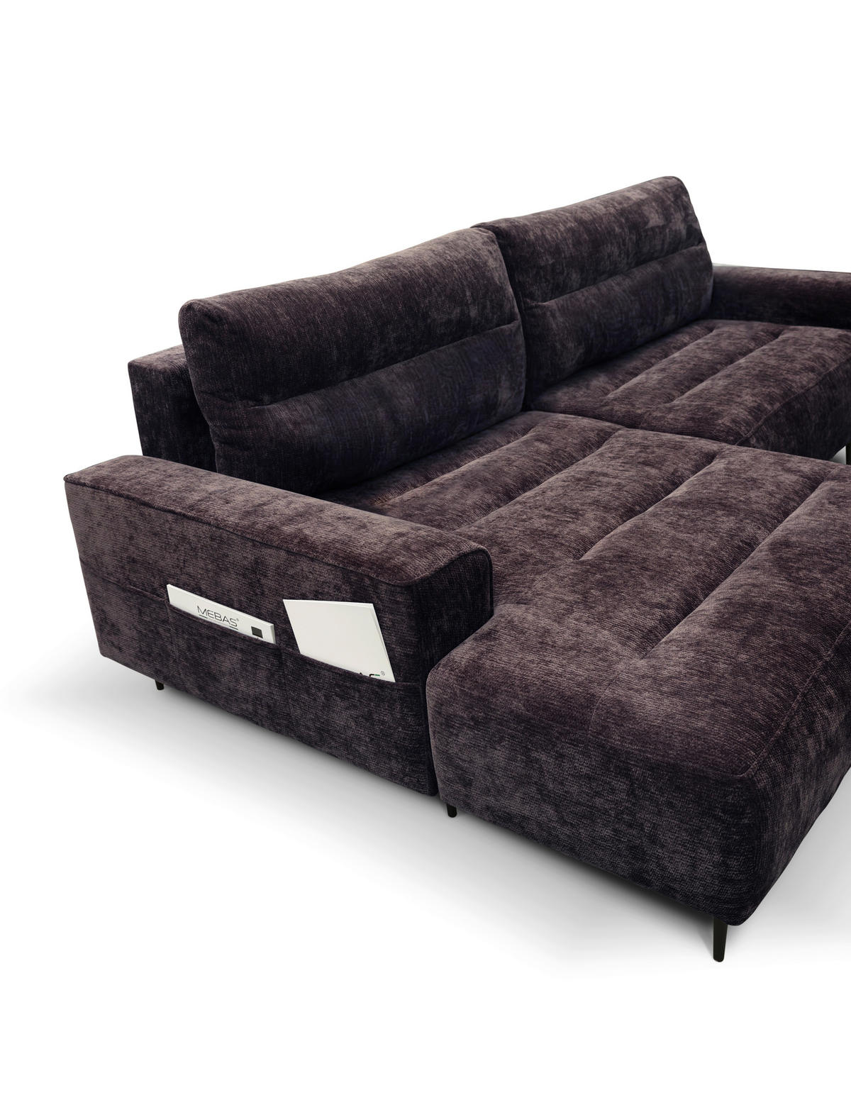 ECKSOFA Struktur Brombeere  - Brombeere/Schwarz, Design, Holz/Textil (160/260cm) - MID.YOU