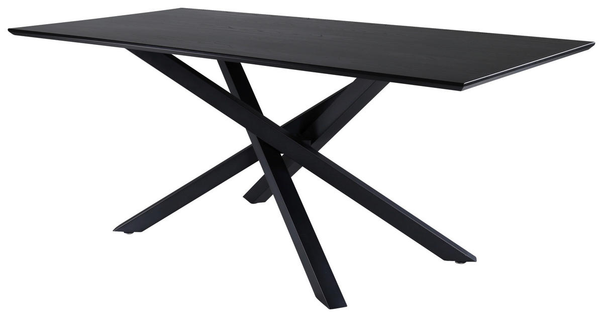 ESSTISCH furniert rechteckig Schwarz  - Schwarz, Design, Holzwerkstoff/Metall (180/90/76cm) - Livetastic