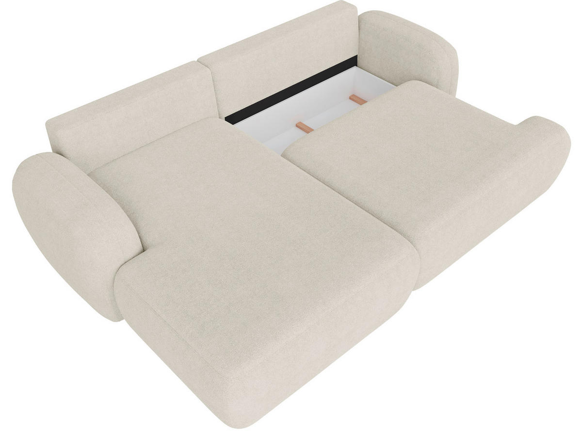 ECKSOFA Sevilla Plus in Bouclé Creme  275/175 cm  - Creme/Schwarz, Design, Kunststoff/Textil (275/175cm) - MID.YOU