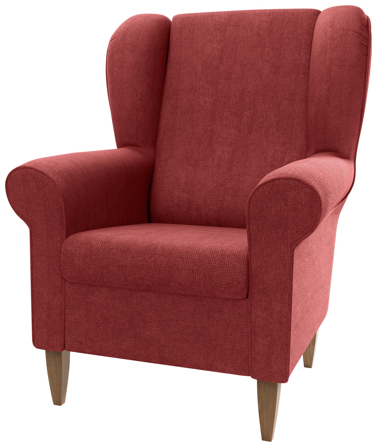 OHRENSESSEL Chenille Rot  - Rot/Naturfarben, Konventionell, Holz/Textil (80/102/86cm) - Livetastic