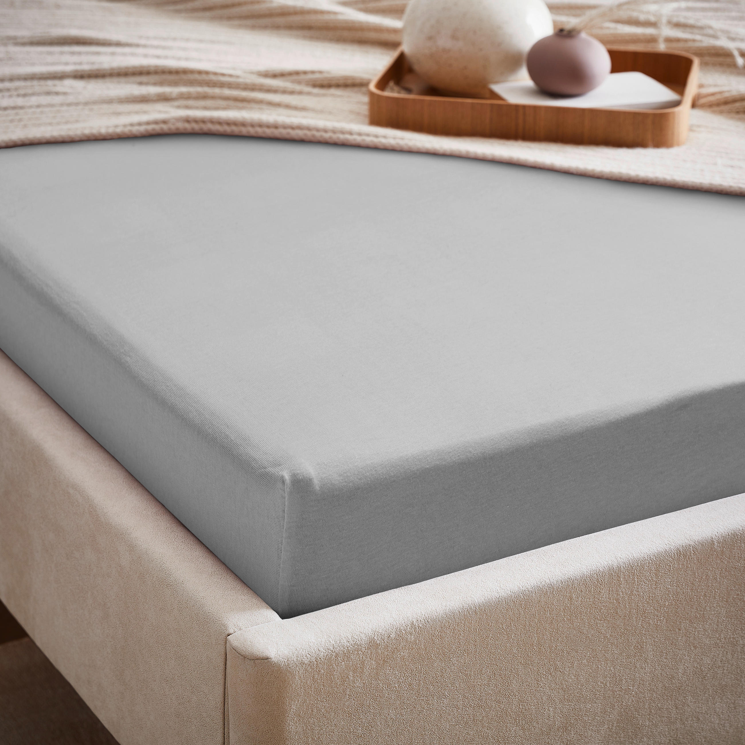 SPANNBETTTUCH Sissi Jersey  - Silberfarben, Basics, Textil (100/200cm) - Esposa