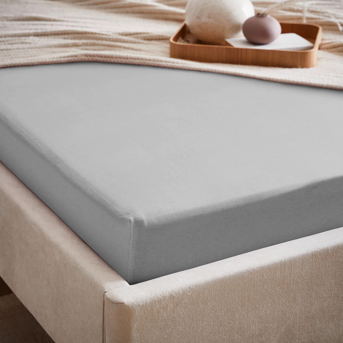 SPANNBETTTUCH Sissi Jersey  - Silberfarben, Basics, Textil (100/200cm) - Esposa