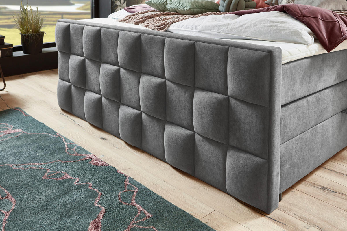 BOXSPRINGBETT 160/200 cm  in Grau  - Grau, MODERN, Kunststoff/Textil (160/200cm) - MID.YOU