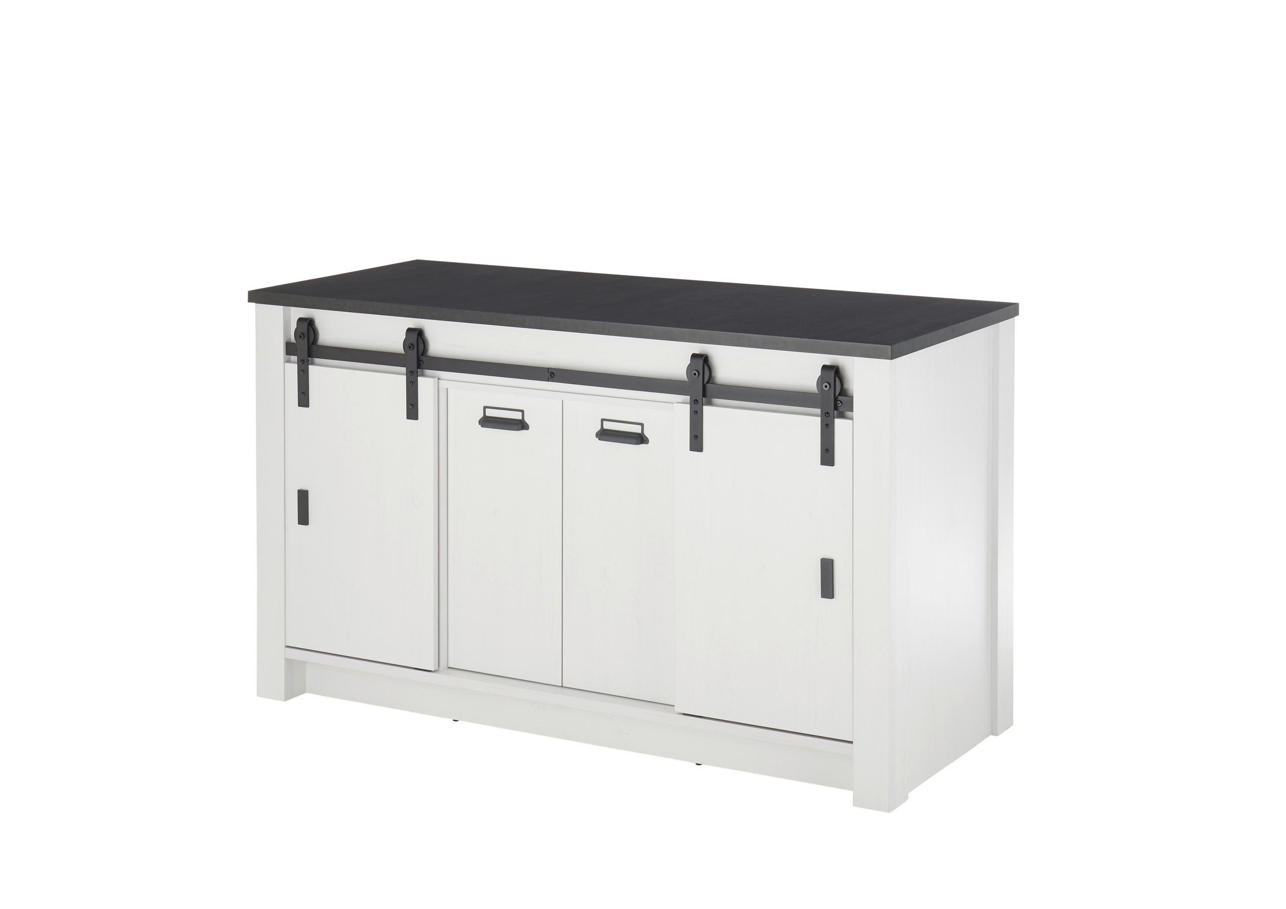 SPÜLENUNTERSCHRANK 161/93/64 cm  in Anthrazit, Weiß  - Anthrazit/Schwarz, Trend, Holzwerkstoff/Metall (161/93/64cm) - MID.YOU