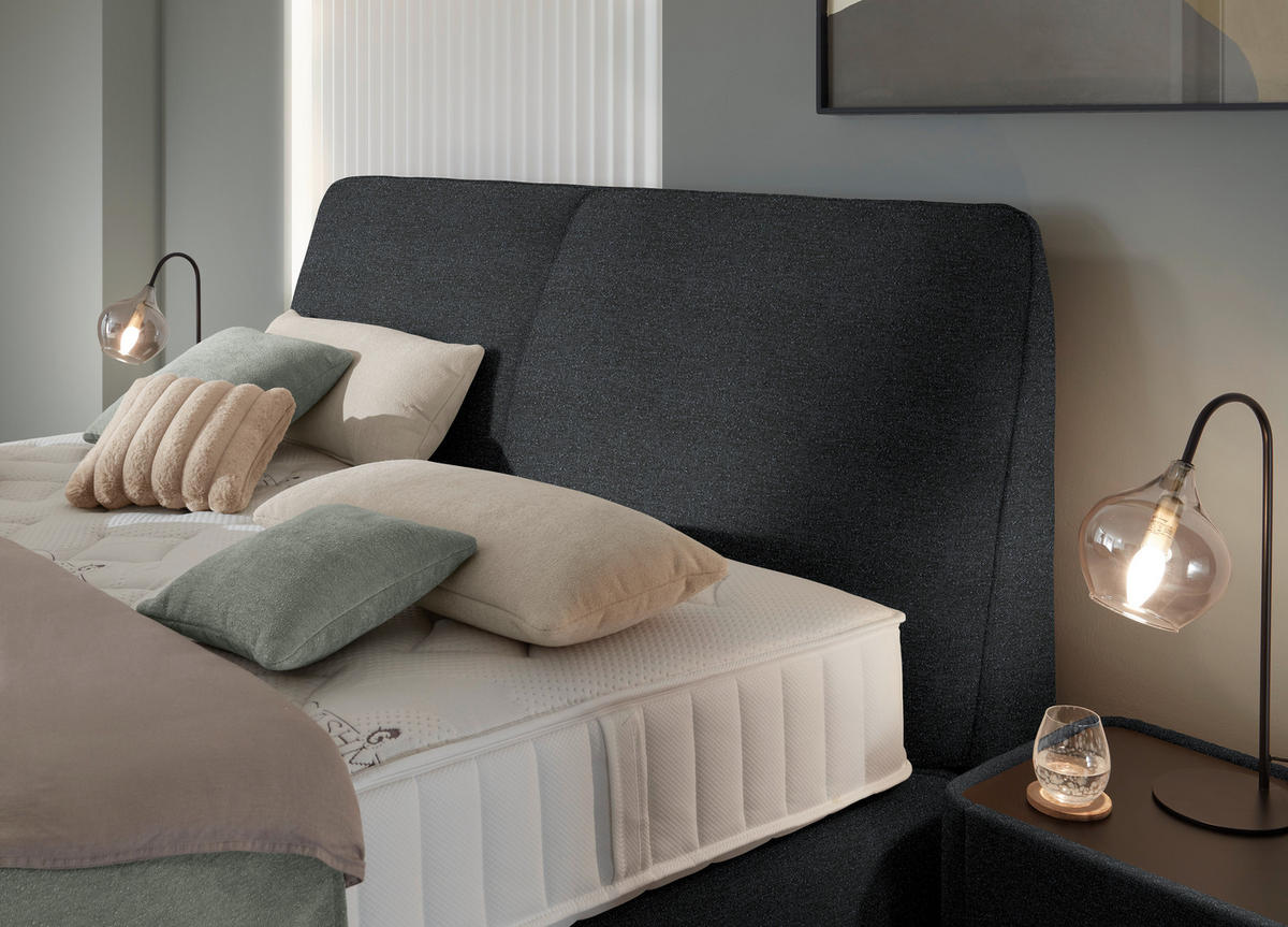 BOXSPRINGBETT 180/200 cm  in Anthrazit  - Anthrazit/Schwarz, Design, Kunststoff/Textil (180/200cm) - Johann Jakob