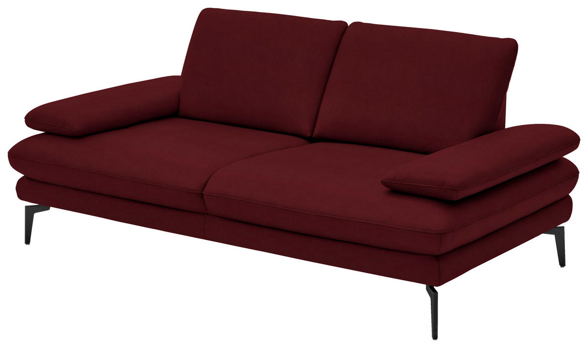 2,5-SITZER in Echtleder Dunkelrot  - Schwarz/Dunkelrot, Design, Leder/Metall (196/86/104cm) - Dieter Knoll