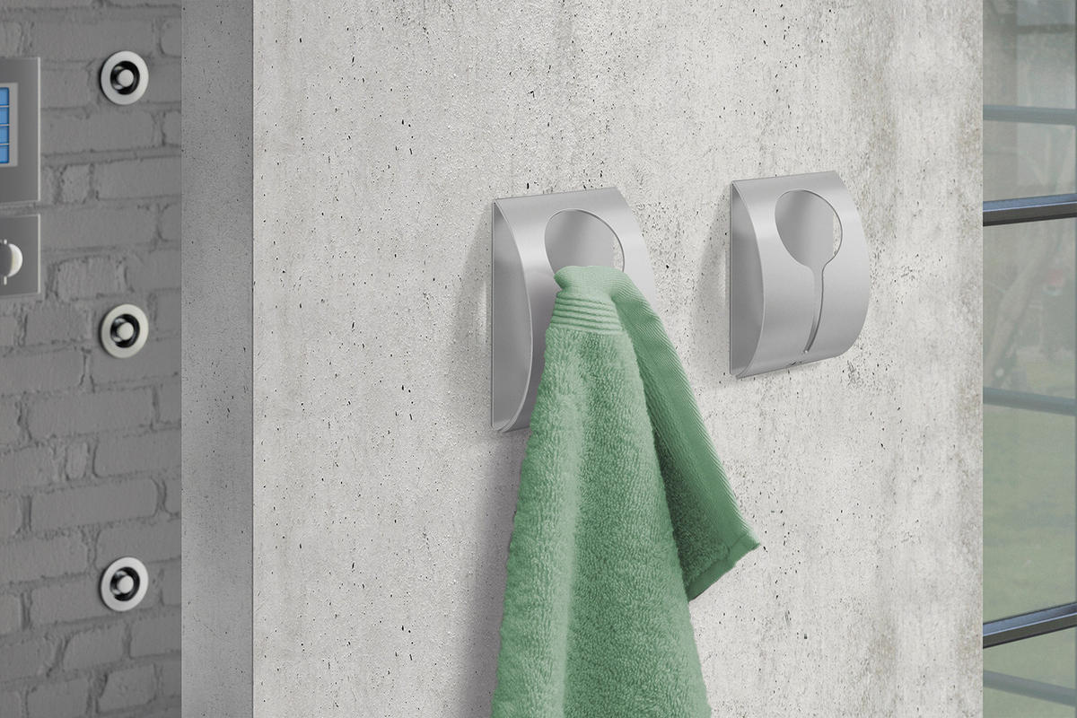 HANDTUCHKLEMME - Edelstahlfarben, Basics, Metall (5,0/7,4/2,7cm) - Zack