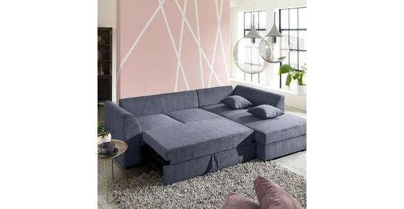 ECKSOFA inkl.Funktionen Grau Cord  - Schwarz/Grau, Design, Kunststoff/Textil (259/174cm) - Cantus