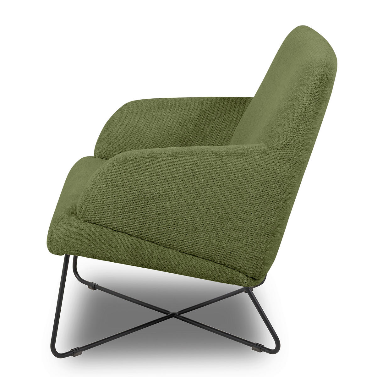 SESSEL in Chenille Grün  - Schwarz/Grün, Design, Textil/Metall (67/87/74cm) - Livetastic