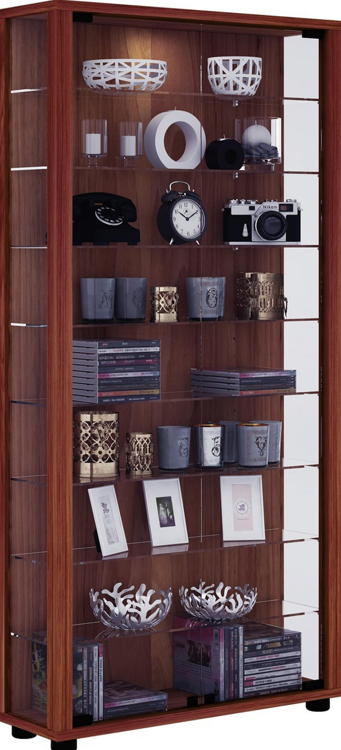 VITRINE Nussbaumfarben  - Nussbaumfarben, Modern, Glas/Holzwerkstoff (59/114,8/18cm) - MID.YOU