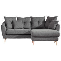 ECKSOFA Dunkelgrau Flachgewebe Zierkissen, Rückenkissen, Rücken echt  - Dunkelgrau/Buchefarben, KONVENTIONELL, Holz/Textil (210/156cm) - Carryhome
