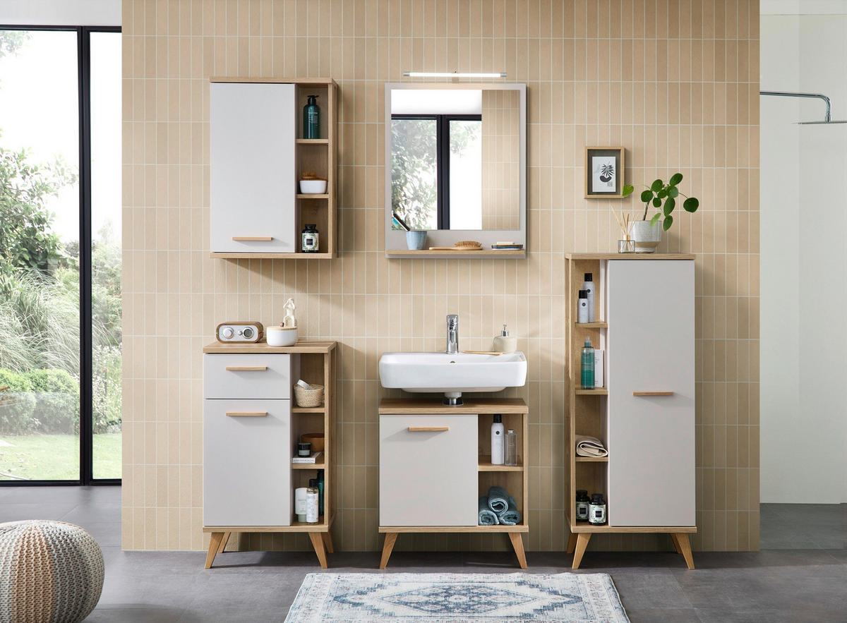 HÄNGESCHRANK 50,5/74,5/20,5 cm  - Kaschmir/Eichefarben, Design, Glas/Holzwerkstoff (50,5/74,5/20,5cm) - Xora