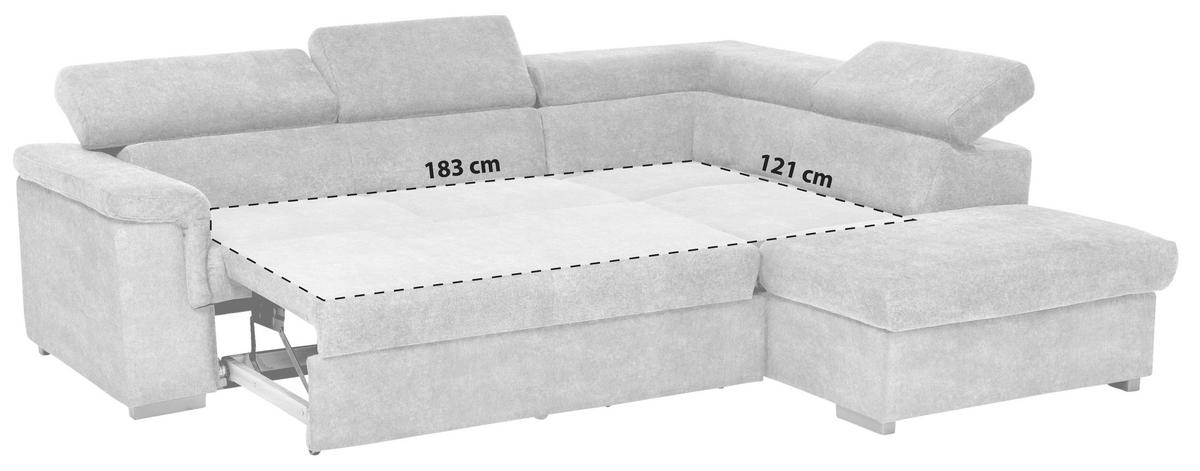 ECKSOFA Grau Flachgewebe  - Grau, Basics, Holz/Textil (252/217cm) - MID.YOU