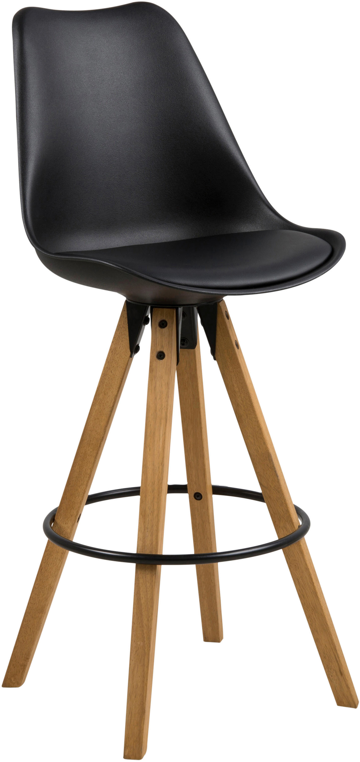 BARHOCKER Lederlook Schwarz, Eichefarben  - Eichefarben/Schwarz, Design, Holz/Kunststoff (48/112/56cm) - Carryhome