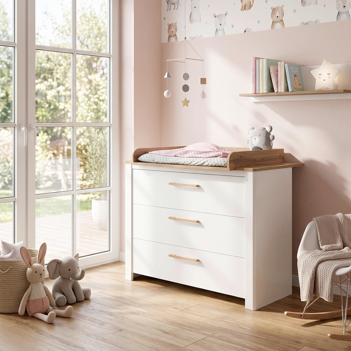 WICKELKOMMODE Ava 119/100/76 cm  - Weiß/Eiche Artisan, Basics, Holz/Holzwerkstoff (119/100/76cm) - Roba