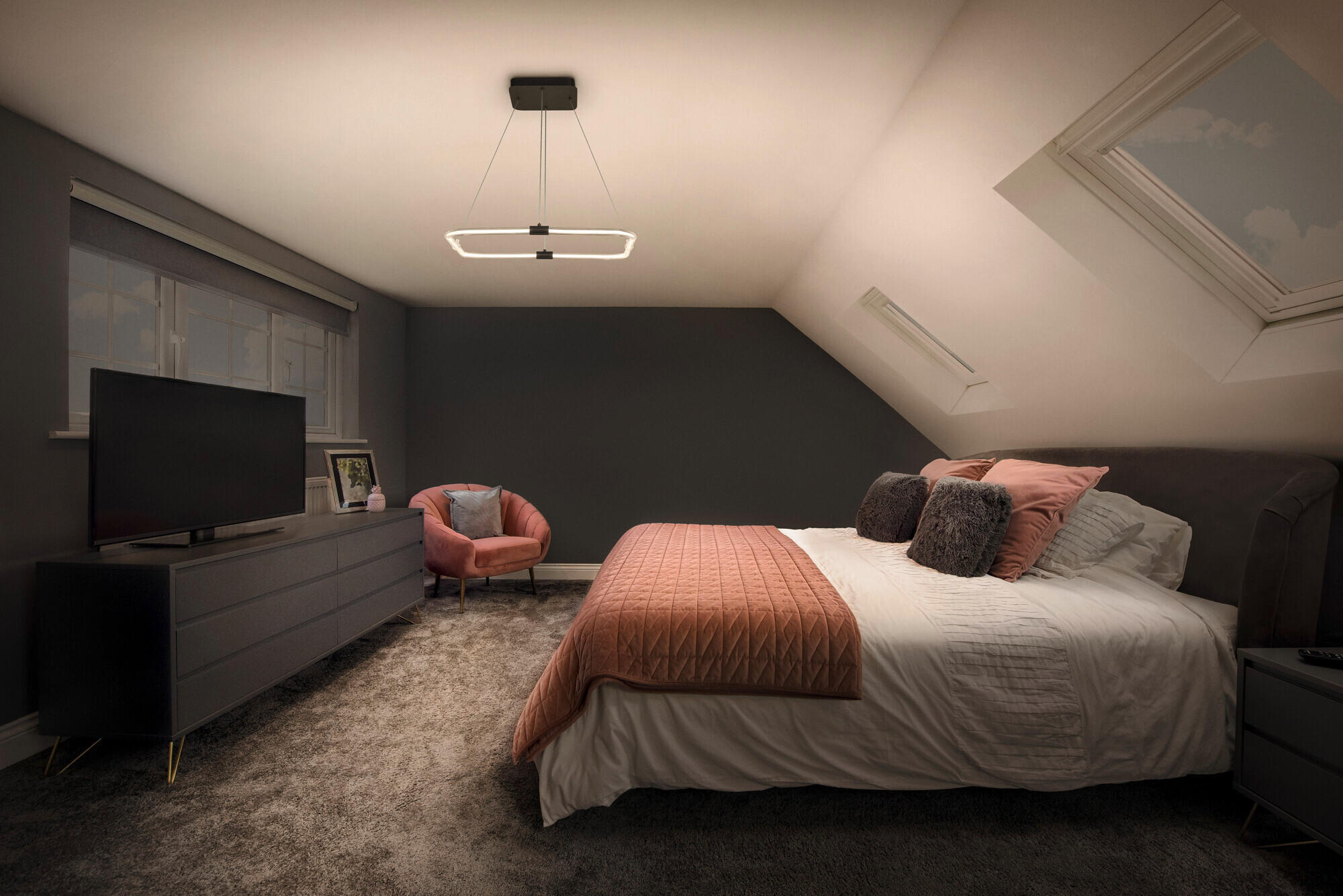 LED-PENDELLEUCHTE 56,7/56,6/70 cm  - Dunkelgrau, Design, Kunststoff (56,7/56,6/70cm) - Ledvance