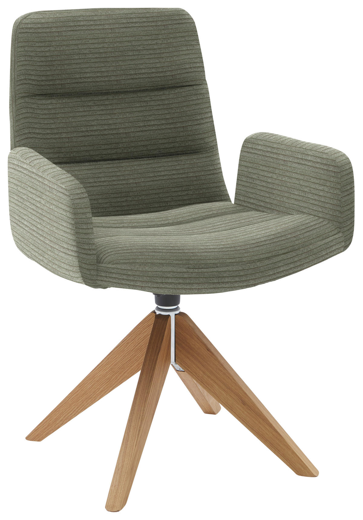 ARMLEHNSTUHL  in Cord  - Graugrün/Naturfarben, Design, Holz/Textil (61/88/66cm) - Dieter Knoll