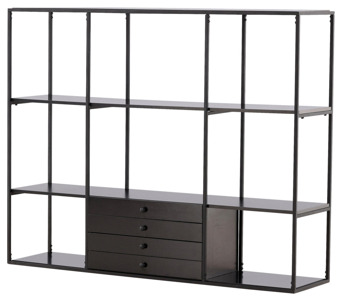 REGAL Schwarz, Nussbaumfarben  - Nussbaumfarben/Schwarz, Design, Holzwerkstoff/Metall (150/120/35cm) - Livetastic