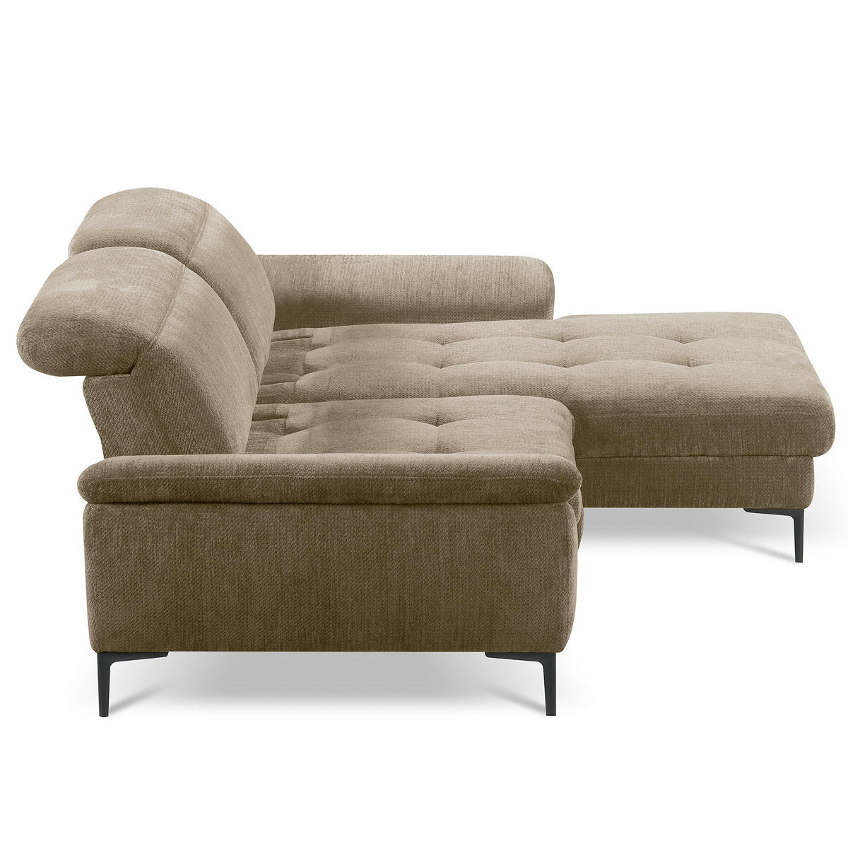 ECKSOFA  Webstoff Taupe  - Taupe/Schwarz, Design, Textil/Metall (268/195cm) - Livetastic