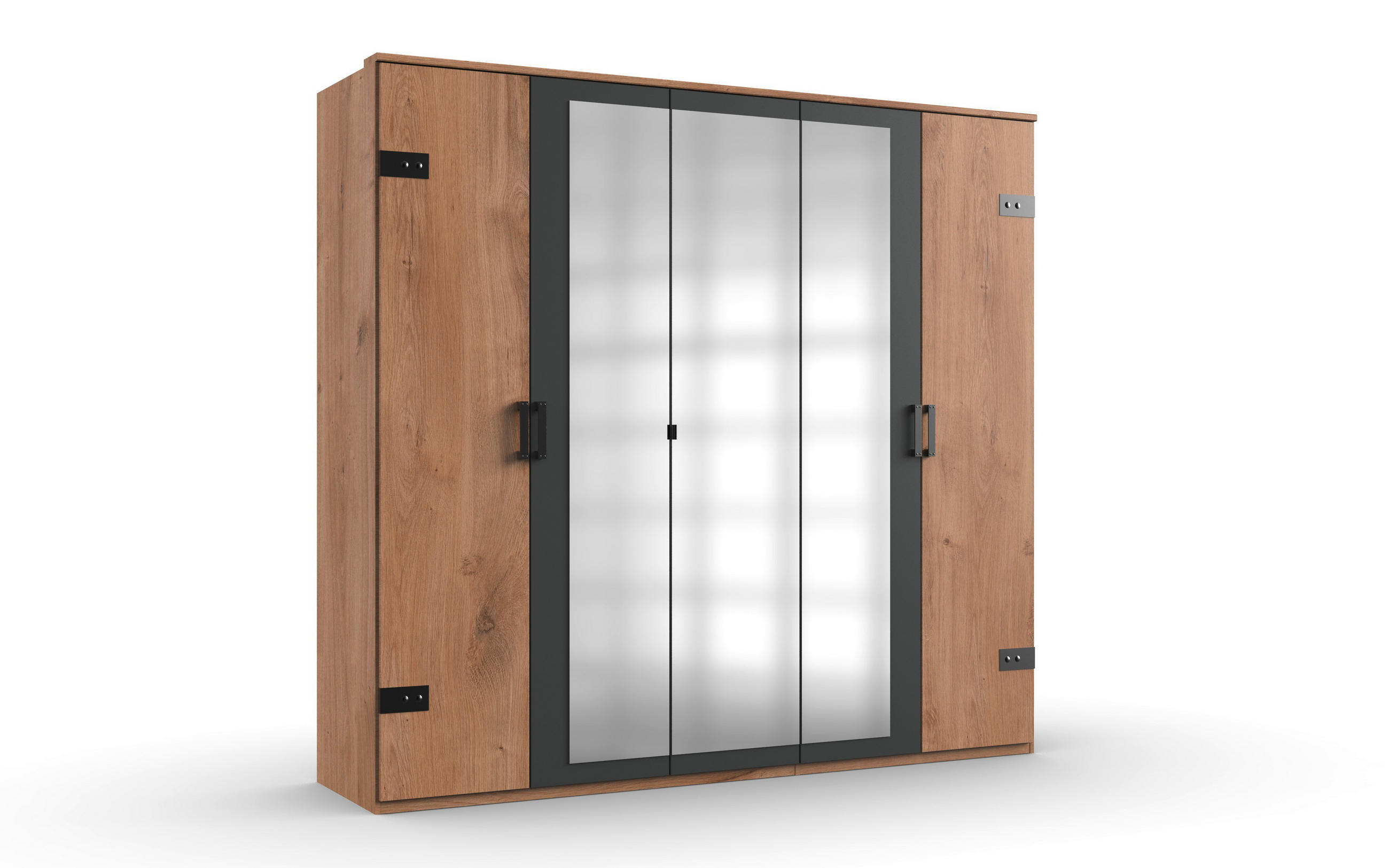 DULAP CU UȘI ROTATIVE grafit, culoare lemn stejar  - culoare lemn stejar/grafit, Design, plastic/material pe bază de lemn (225/210/58cm) - Ti'me