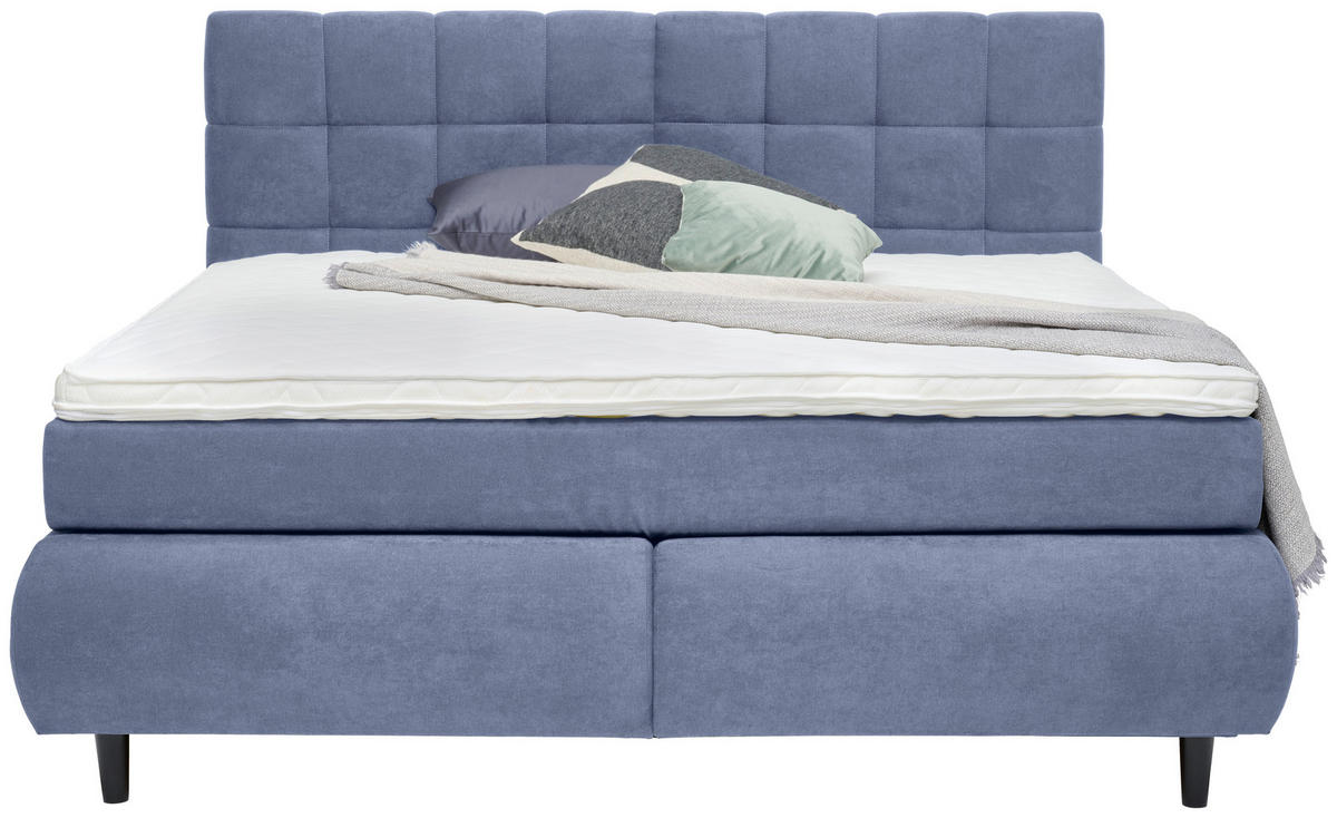 BOXSPRINGBETT 180/200 cm  in Blau  - Blau/Schwarz, Konventionell, Holz/Textil (180/200cm) - Ti'me