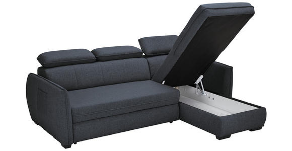 ECKSOFA Dunkelgrau Flachgewebe  - Dunkelgrau/Schwarz, MODERN, Kunststoff/Textil (182/237cm) - Carryhome