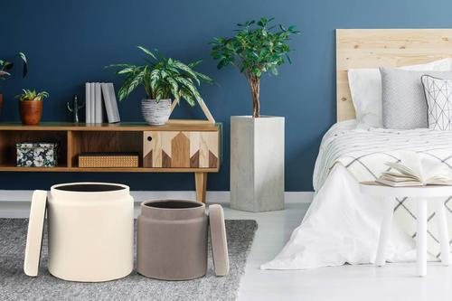 SADA TABURETŮ,  - béžová/šedohnědá, Trend, textil/plast