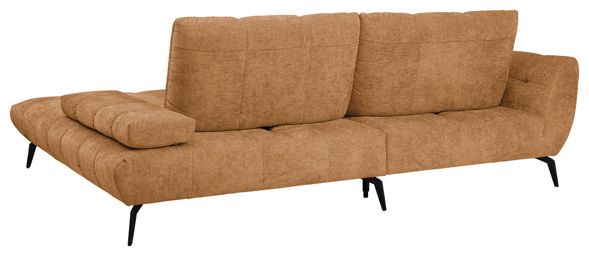ECKSOFA Senfgelb Flachgewebe Rücken echt, Sitztiefenverstellung  - Senfgelb/Schwarz, KONVENTIONELL, Textil/Metall (273/211cm) - SetOne by Musterring