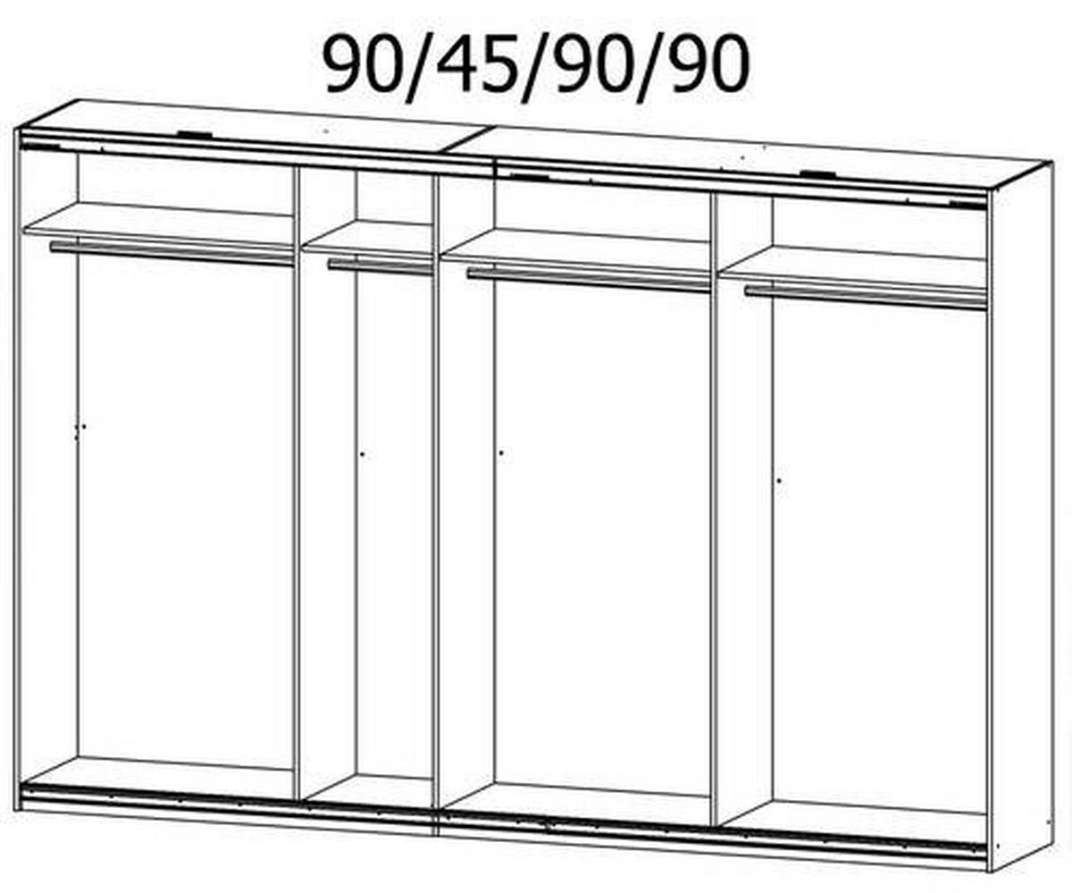 SCHWEBETÜRENSCHRANK 316/211/62 cm 4-türig Eichefarben  - Eichefarben, KONVENTIONELL, Holzwerkstoff (316/211/62cm) - Rauch Möbel