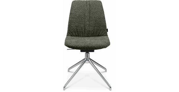 STUHL in Aluminium Bouclé Metall, Textil - Dunkelgrün/Alufarben, Design, Textil/Metall (46/81,5-84,5/55cm) - Johann Jakob