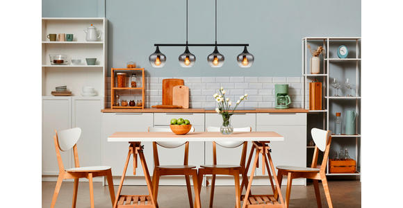 HÄNGELEUCHTE 90/15/120 cm  - Schwarz, MODERN, Glas/Metall (90/15/120cm) - Novel