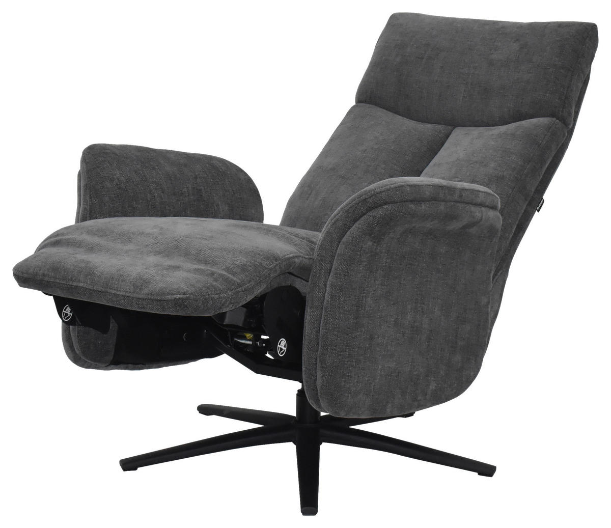 RELAXSESSEL Webstoff    - Graubraun/Schwarz, Design, Holz/Textil (75/109/84/148/84cm) - Livetastic