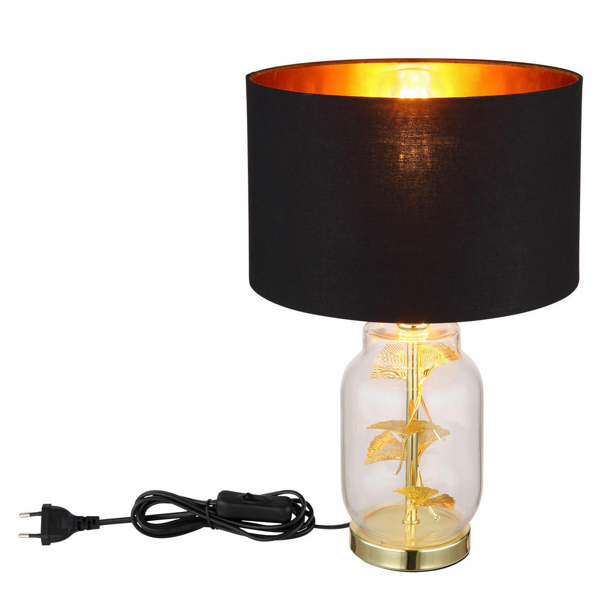 BORDSLAMPA GINKO 25/38 cm   - kromfärg/svart, Basics, metall/glas (25/38cm) - Globo