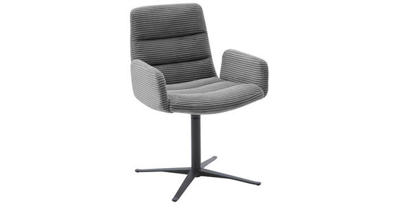 ARMLEHNSTUHL in Cord - Dunkelgrau/Schwarz, Design, Textil/Metall (61/88/66cm) - Dieter Knoll