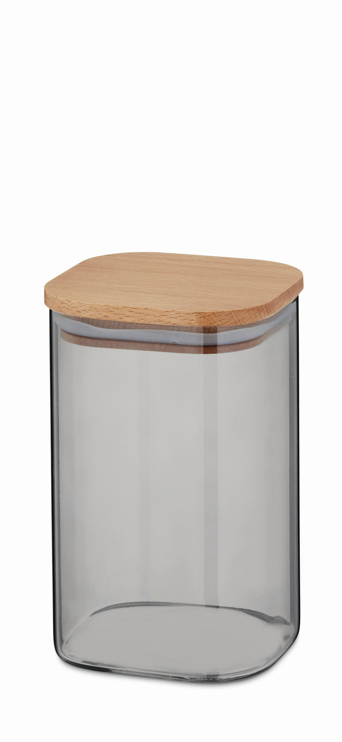 SCHÜTTDOSE 1,1 l  - Hellgrau, Basics, Glas/Holz (10/10/16cm) - Kela