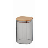 SCHÜTTDOSE 1,1 l  - Hellgrau, Basics, Glas/Holz (10/10/16cm) - Kela