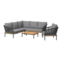 KERTI BÚTORSZETT 5 részes  - antracit/tíkfa színű, Modern, textil/fa - Ambia Garden