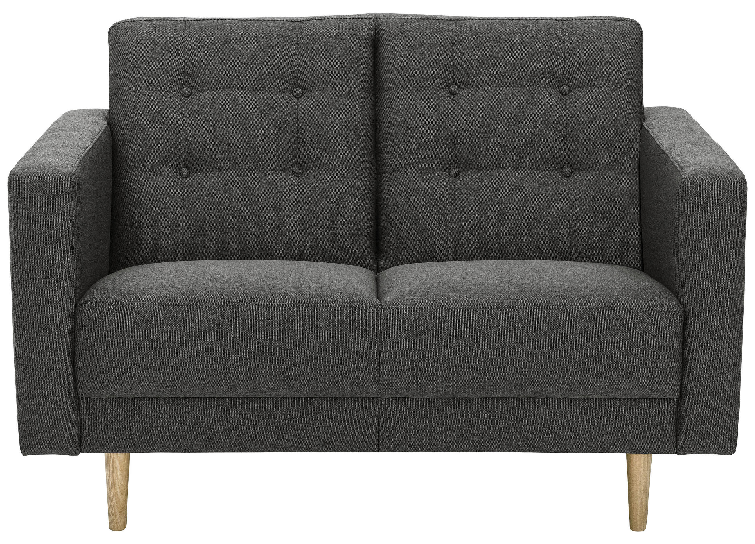 2-SITZER-SOFA  in Flachgewebe Anthrazit  - Eschefarben/Anthrazit, MODERN, Holz/Textil (128/81cm) - Max Winzer
