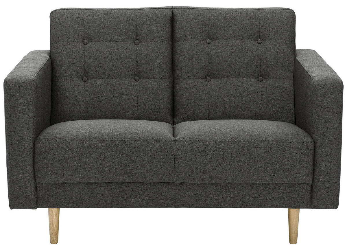 2-SITZER-SOFA  in Flachgewebe Anthrazit  - Eschefarben/Anthrazit, MODERN, Holz/Textil (128/81cm) - Max Winzer