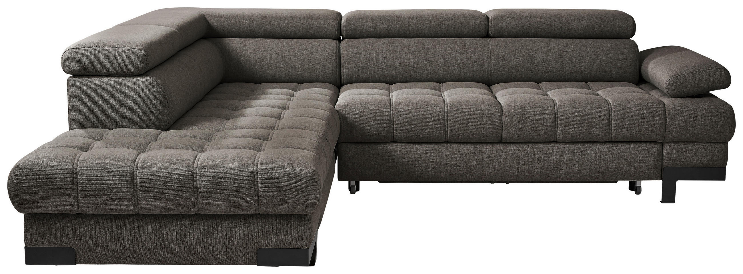 ECKSOFA Dunkelbraun Webstoff  - Dunkelbraun/Schwarz, Design, Textil/Metall (223/263cm) - Welnova