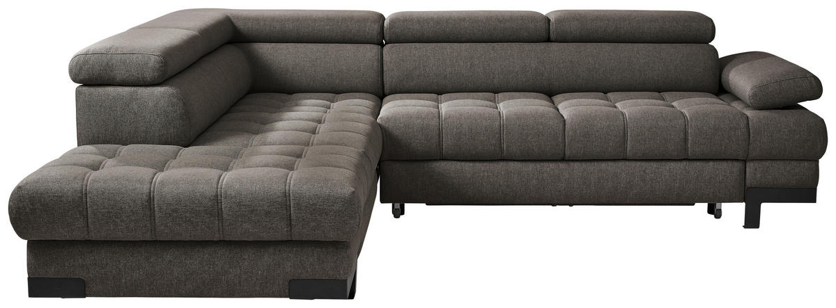 ECKSOFA Dunkelbraun Webstoff  - Dunkelbraun/Schwarz, Design, Textil/Metall (223/263cm) - Welnova