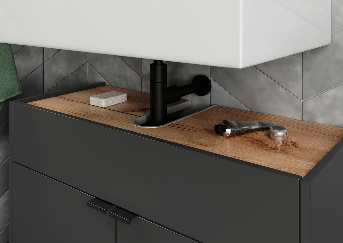 WASCHBECKENUNTERSCHRANK 80/60/34 cm  - Eichefarben/Graphitfarben, MODERN, Holzwerkstoff/Kunststoff (80/60/34cm) - Germania