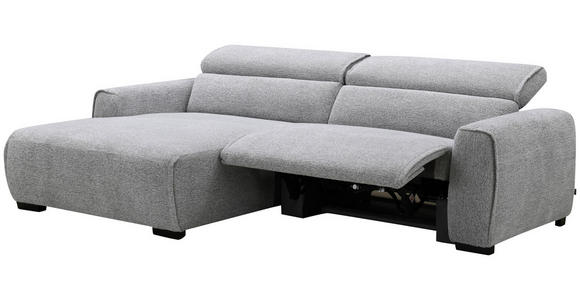 ECKSOFA in Mikrofaser Hellgrau  172/256 cm  - Hellgrau/Schwarz, Design, Textil/Metall (172/256cm) - Carryhome